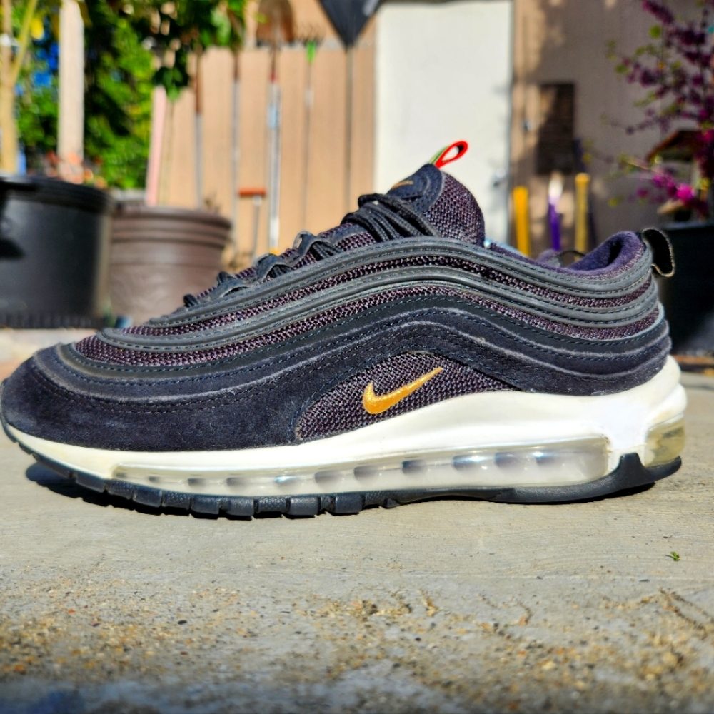 Women's 8.5 Men's 7 - Nike Air Max 97 QS Olympics Rings Suede Sneakers - Black